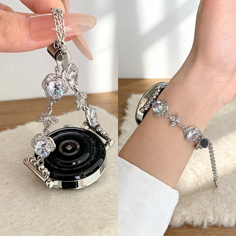 Zirconia Diamond Chain Strap for Apple 11th Gen iWatch, Huawei GT6, Xiaomi 9PRO