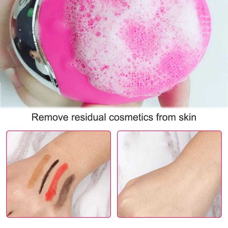 Electric Face Cleaner Sonic Silicone Facial Cleansing Brush Electric Ultrasonic Vibrating Face Massager Mini Pore Deep Cleaning
