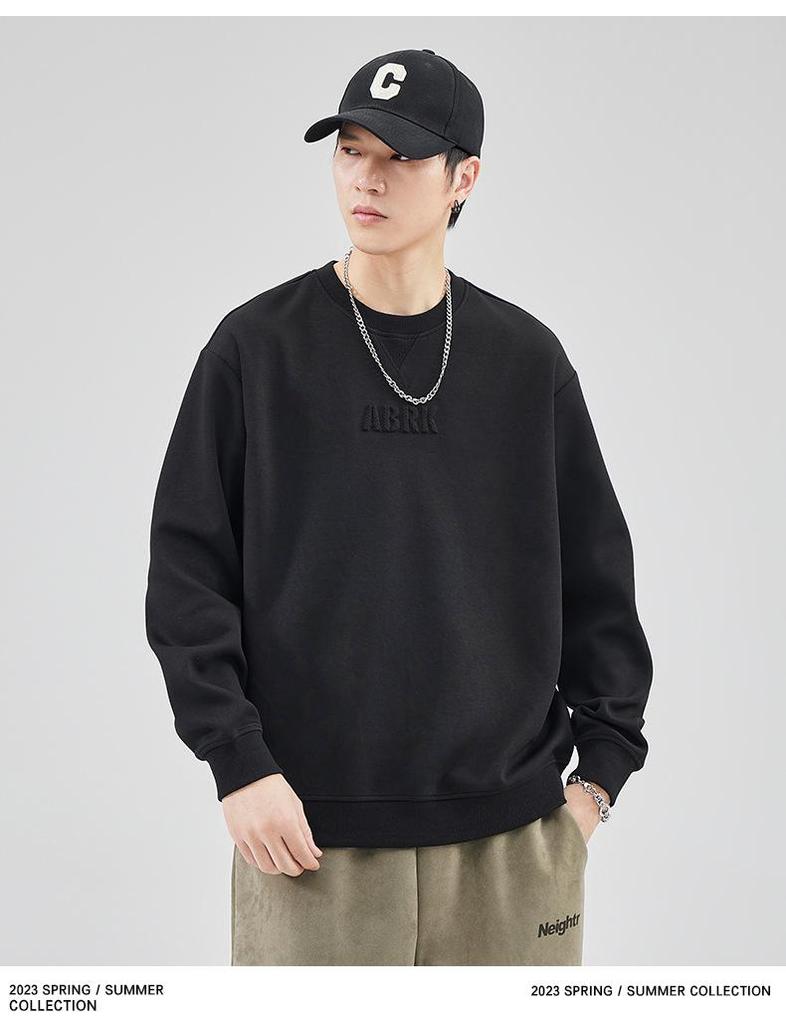 Trendy Men's Casual Loose Round Neck Hoodie with Letter Print for Spring and Autumn