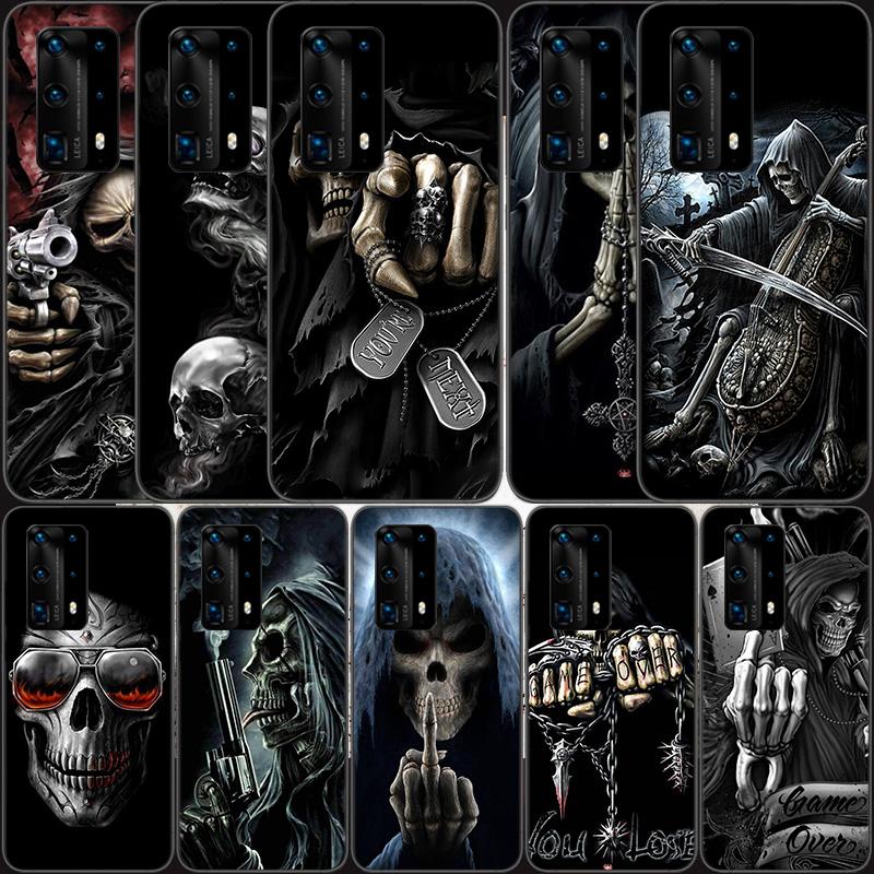 Grim Reaper Skull Skeleton Soft Clear Phone Case For Huawei P30 Lite P10 P20 P40 P50 Pro Mate 40 Pro 30 20 10 Lite Cover Silicon