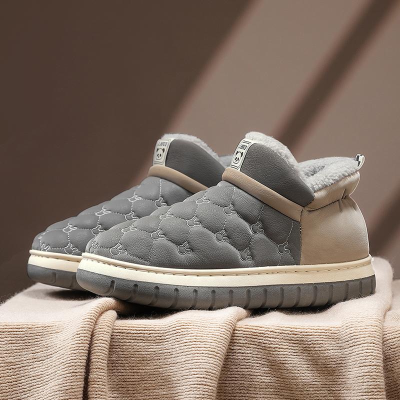 New Fashion Winter Cotton Shoes for Men Warm Waterproof Snow Boots Casual Leather Ankle Boots for Men Thick Bottom Slip Ons Boot