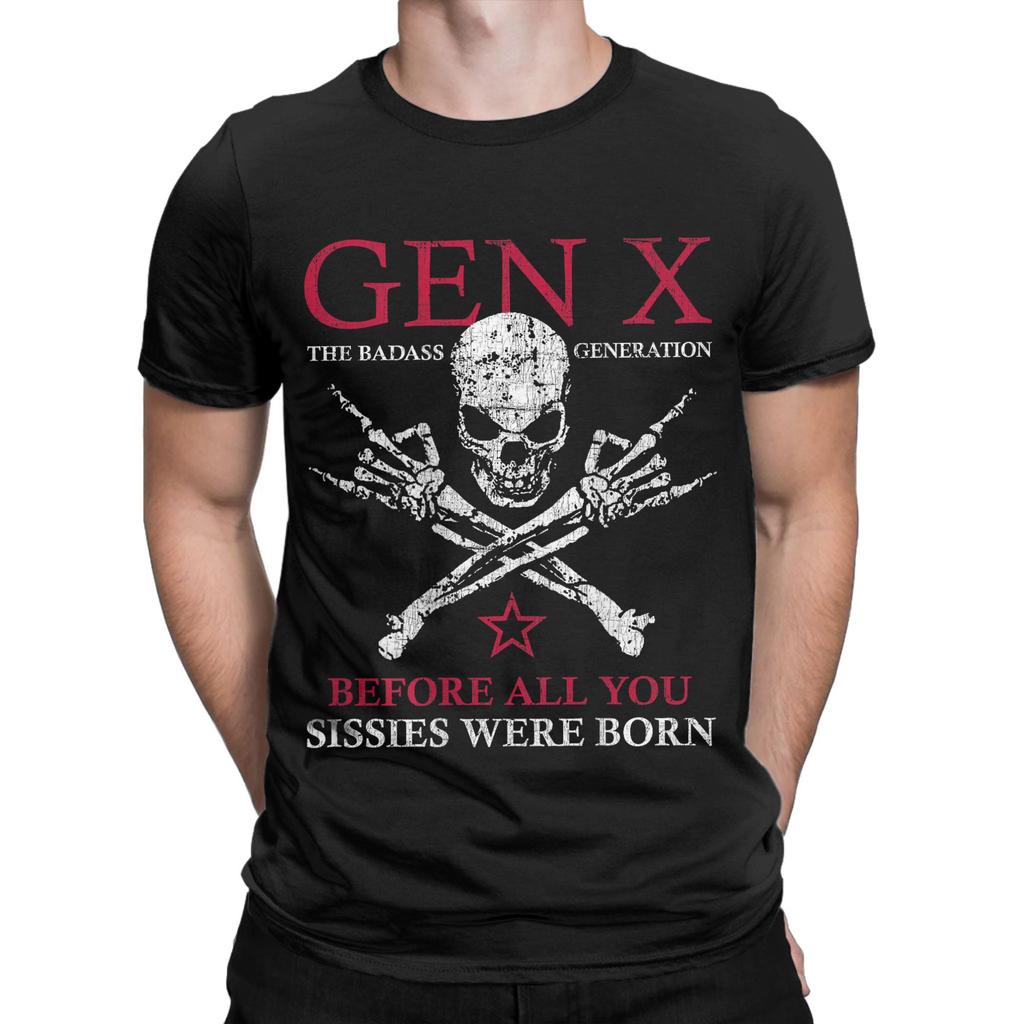 X Generation Before All You Sissie Were Born Skull Rock Hand Men's T Shirts  Creative Tees Short Sleeve T-Shirt Pure Cotton Tops