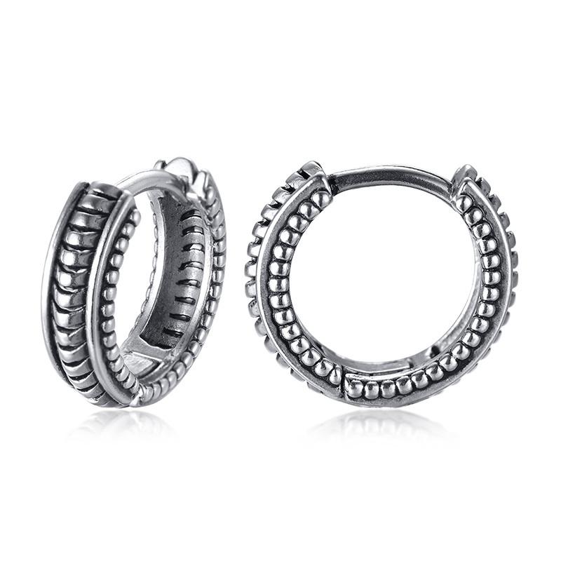 Vnox Retro Dragon Head Huggie, Vintage Stainless Steel Men Hoop Earrings, Cool Tranditinal Chinese Lucky Almut Boy Jewelry