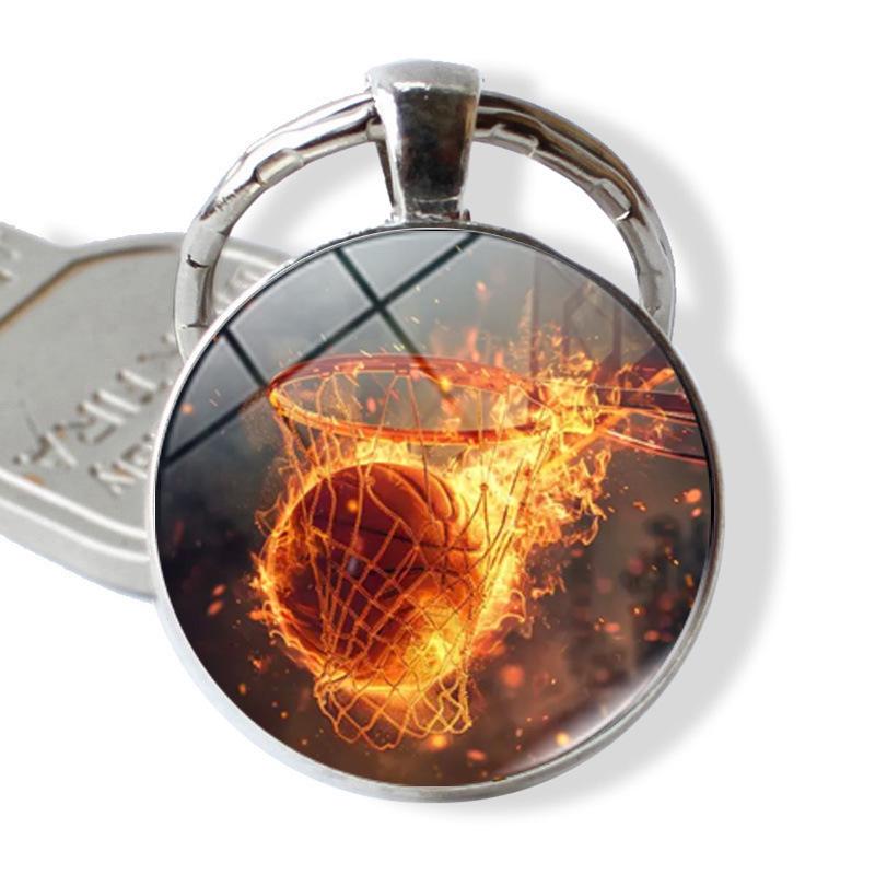 Basketball Layup Lover Keychain - Glass-Embossed Sports Gift