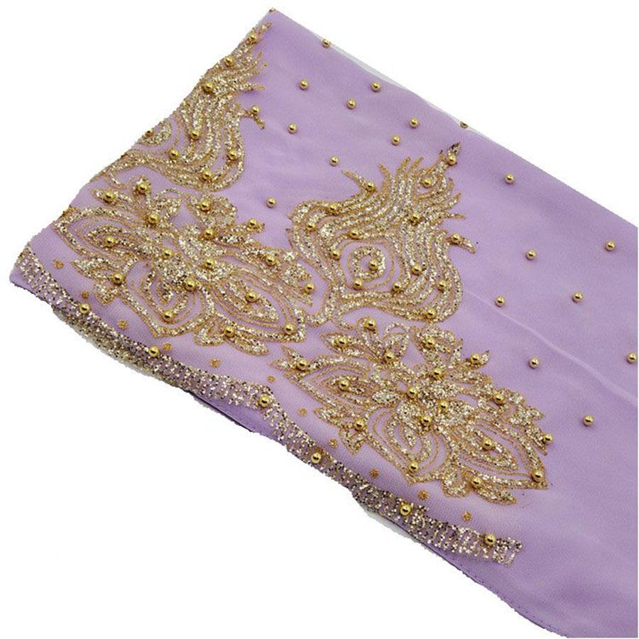 Premium Chiffon Hijabs Scarf Shimmer Gold Glitters Beads Hijab for Muslim Woman Head Scarf Shawl Wrap Lightweight