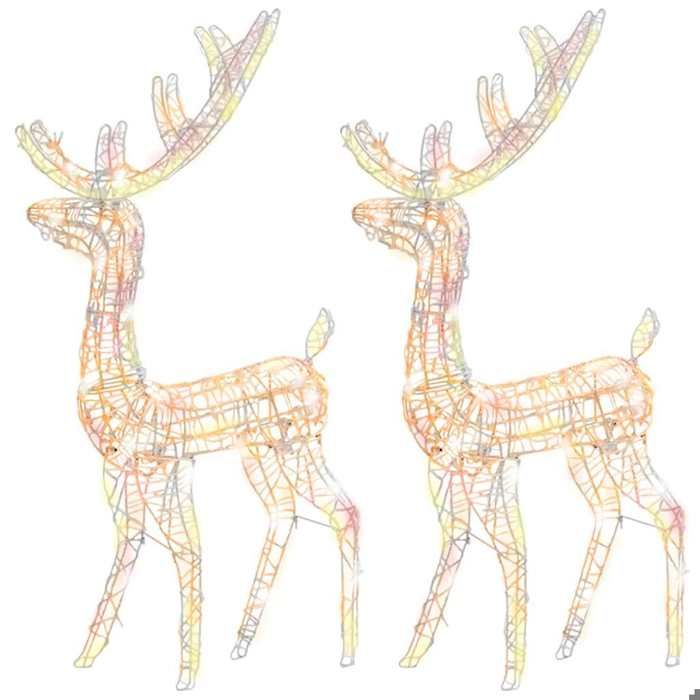 VidaXL 2x Décorations de Noël de Renne Ornement de Noël Rennes Lumineux Décoration de Fête Maison Intérieur Acrylique 120 cm 3154351