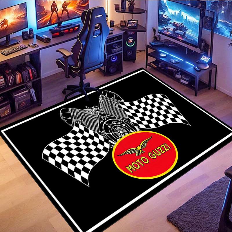 Tappeto Patternato Moto Guzzi, adatto per soggiorno, camera da letto, sala giochi, stanza del computer e decorazione della casa.