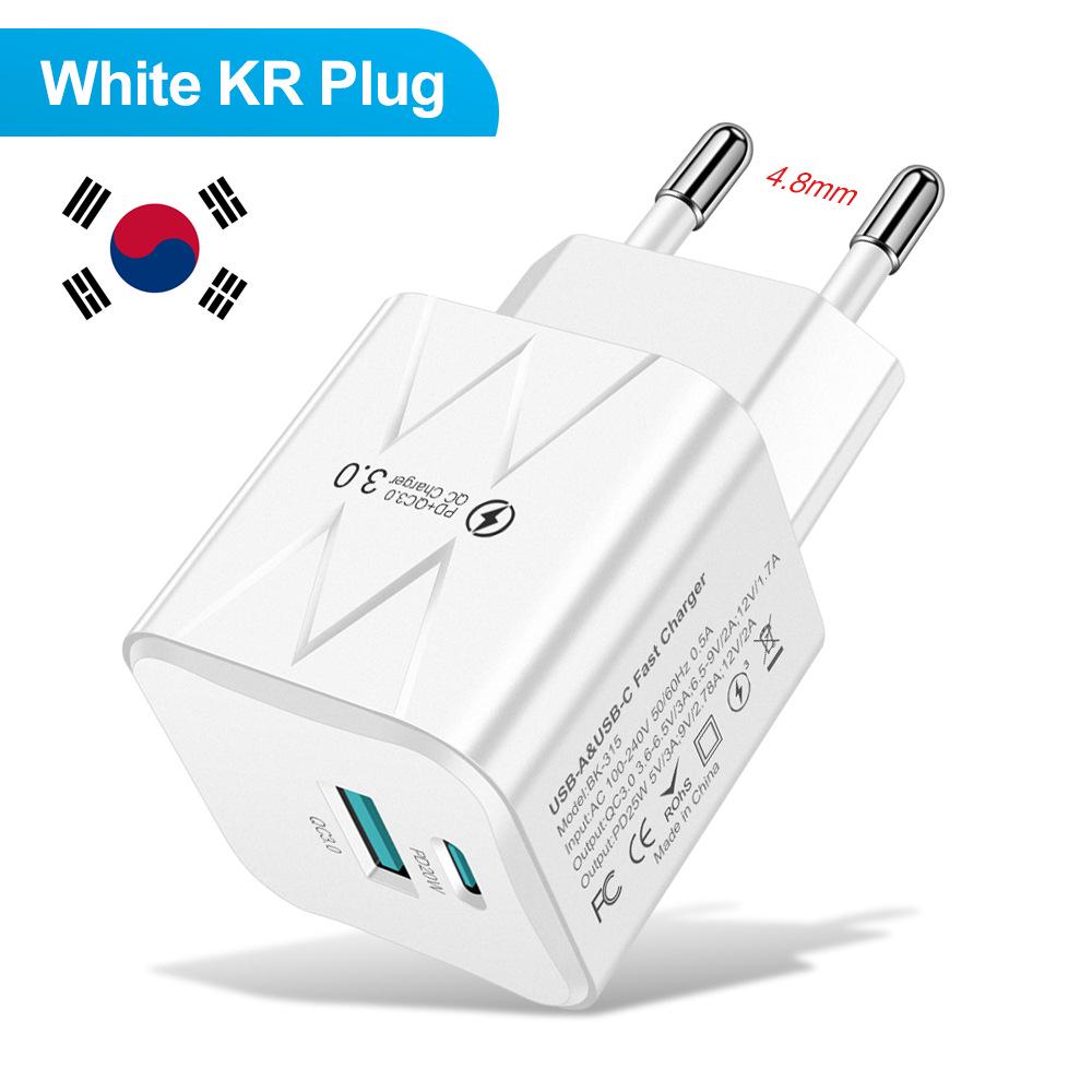 25W Super Fast Charging Macaron USB+PD Charger for EU, US, Korea