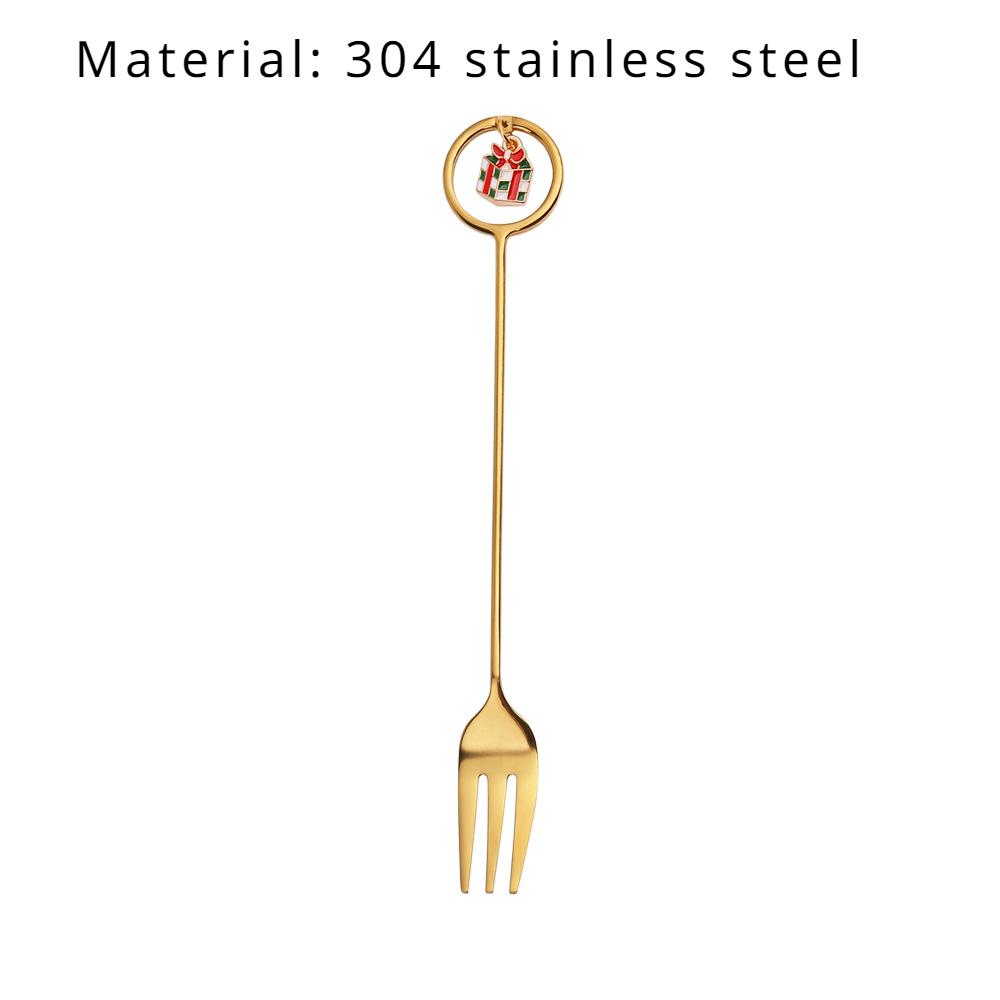 HANYANG Stainless Steel Christmas Dessert Spoon and Fork Gift Set Fruit Fork Father Christmas Coffee Spoon Hotel Household Tableware