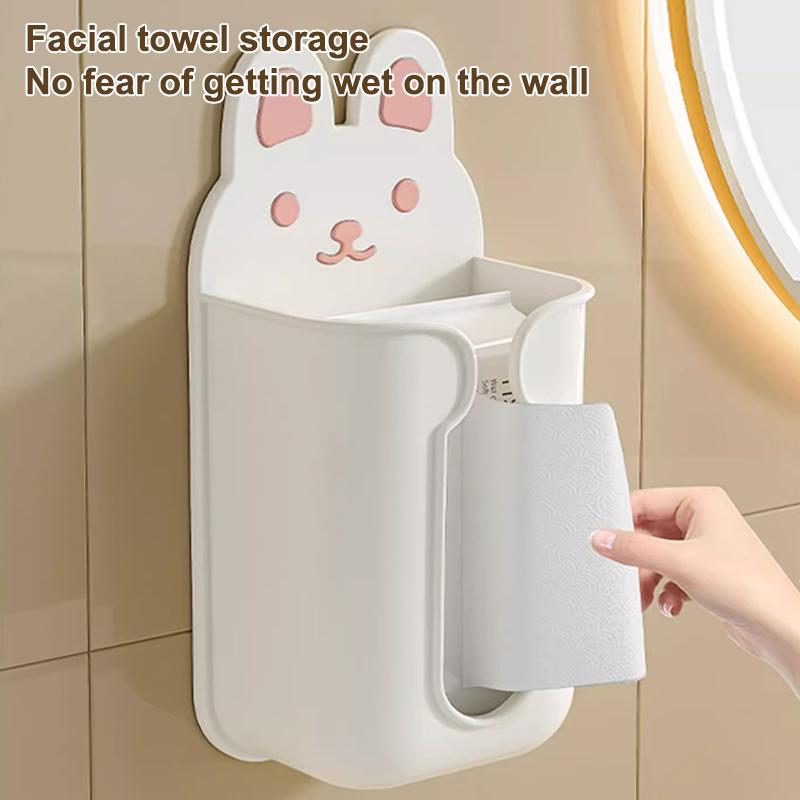 Wall Mounted Tissue Box Aesthetic Cartoon Design Napkin Holder for Bathroom Kitchen Home Decoration