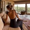 Solid Sexy Backless Maxi Dress Women Elegant Elastic Slim Short Sleeve Long dresses Female Bodycon Streetwear Clothing