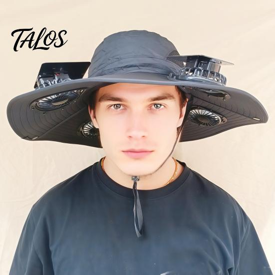 Outdoor Fishing Hat With Moisture-wicking Properties Fan Wide-Brimmed with Dual-Power Design Solar-powered Cooling For Cycling Solar USB Charging