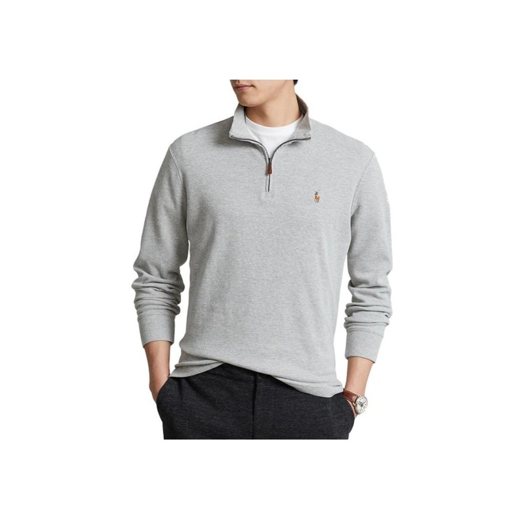 Polo Ralph Lauren Embroidered Logo Polo Collar Long Sleeve T-Shirt Men Tops Light-Gray 710671929-009