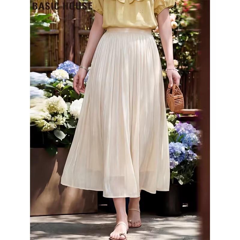 

Basic House Women s Mesh Pleated Midi Skirt XL