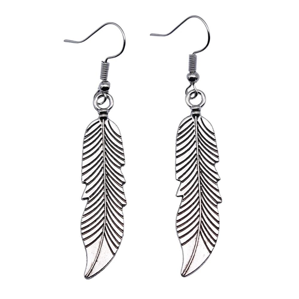 Vintage Trendy Feather Leaves Dangle Drop Earrings For Women Metal Zinc Alloy Fashion Jewelry Boho Accessories