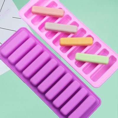 10 Grids Long Strip Shape Silicone  Mould Non-Stick Stick Shape Ice Tray DIY  Baking Mould Jelly Chocolate Mold