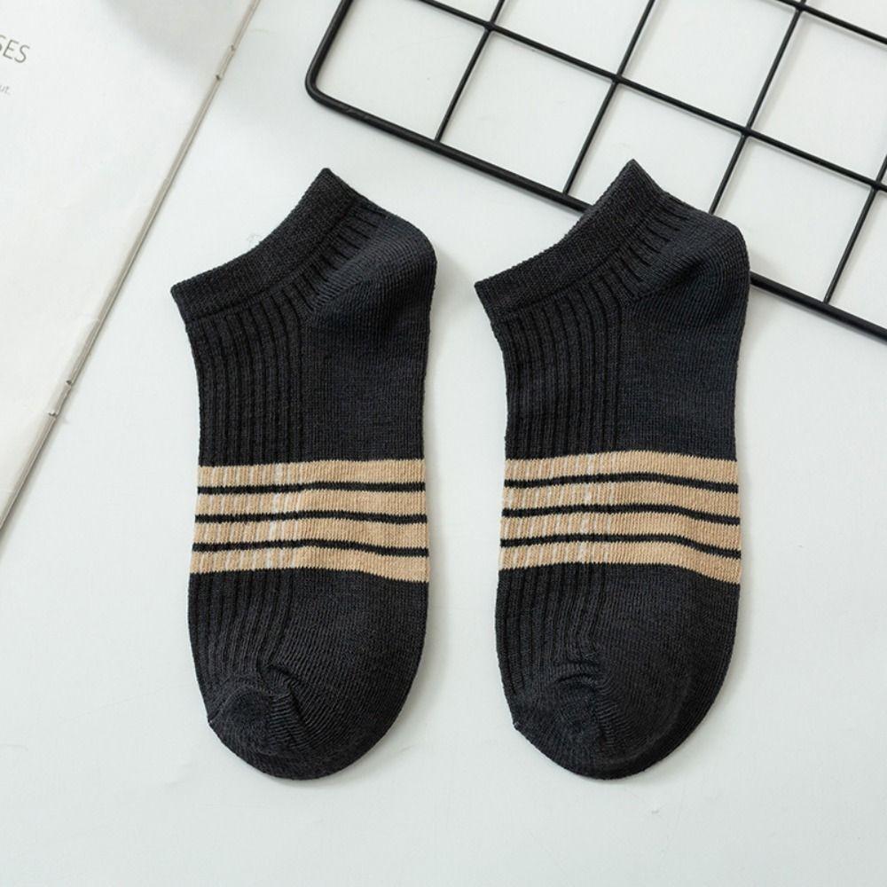 10Pairs Cotton Striped Invisible Socks Breathable Men's Tube Socks Ankle Thin Socks  Sport