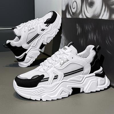 Dickbesohlte, erhöhte Papa-Schuhe, Low-Top-Mesh, atmungsaktive und leichte Herren-Freizeitschuhe, 2024 neue Modetrend-Sneaker