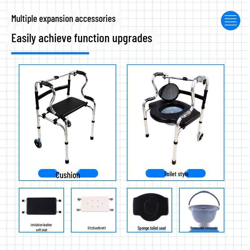 Adjustable Aluminum Alloy Walking Aid for Seniors - Four-Legged Crutches