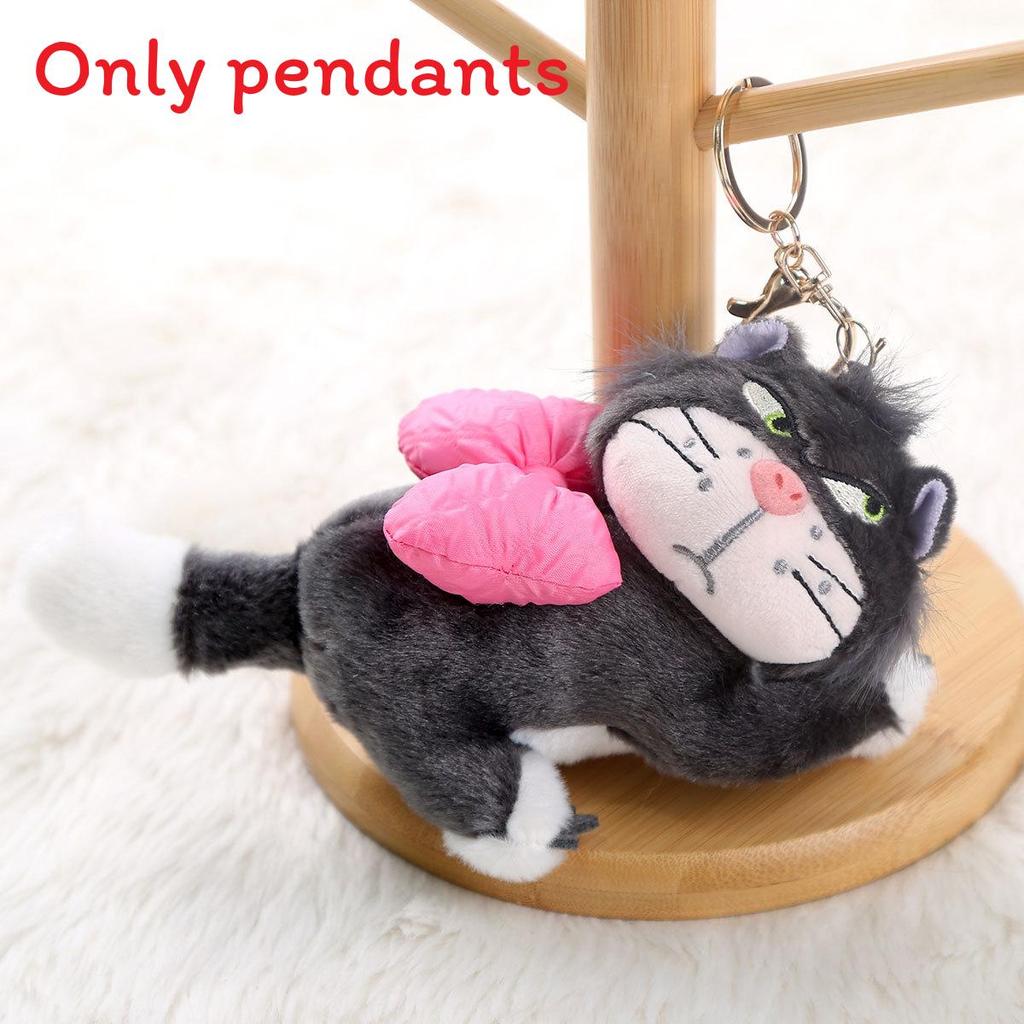 Plush Cat Keychain With Pink Butterfly Bow For Girls Gift And Accessories