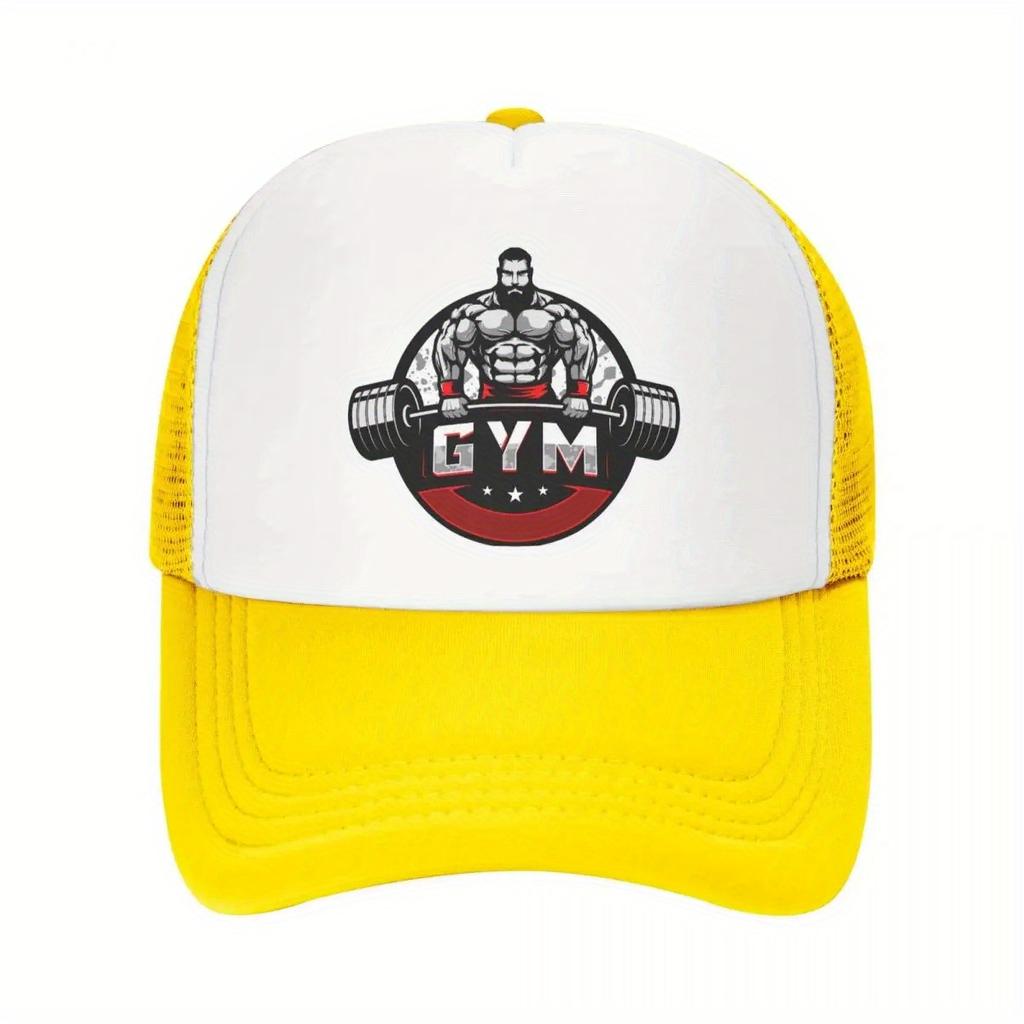 Bodybuilding Gym Graphic Trucker Hat Weightlifting Fitness Baseball Cap Adjustable Snapback Mesh Hat for Men