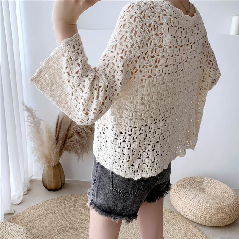Knitted Cardigan Women's Thin New Spring and Summer Shawl with Short Hollow Versatile Top Jacket