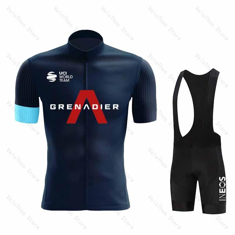 Ineos Grenadier Radsport Set Kurzarm Trikot und Trägerhose Pro Race Fahrradbekleidung Anzug Sommer MTB Kleidung Trikot Atmungsaktiv