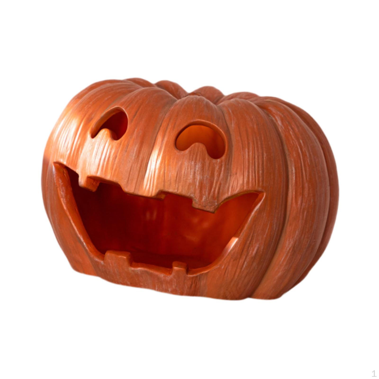 

Подсвечник в виде тыквы для чайной свечи, украшение на Хэллоуин, сувенир для стола, обеденный стол, подсвечник из смолы оранжевый