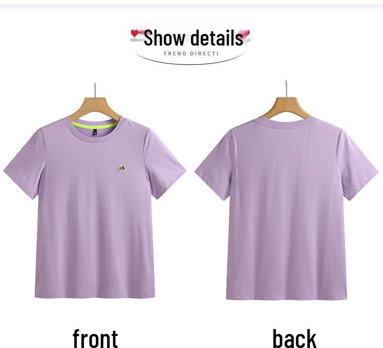 Women's Short Sleeve Embroidered T-shirt - Spring/Summer 2025 Korean Style Slim Fit