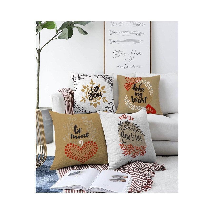 4-teiliges doppelseitig bedrucktes Kissenbezug-Set „Valentine's Day Concept“.