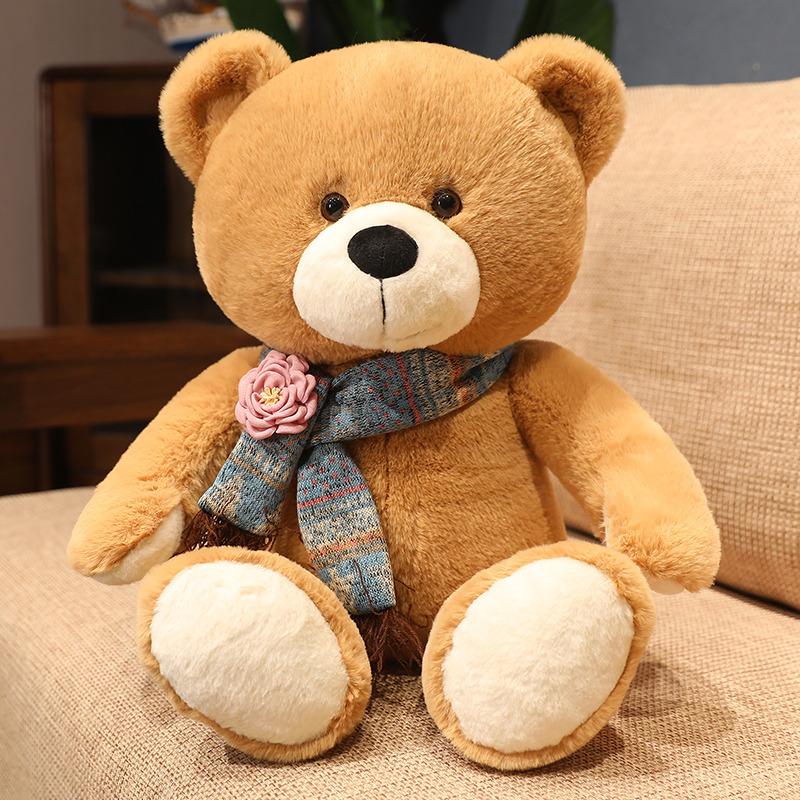 High Quality Plush Toy Scarf Bear Doll Soft Stuffed Animal Children Birthday Gift Pillow Home Living Room Bedroom Decor