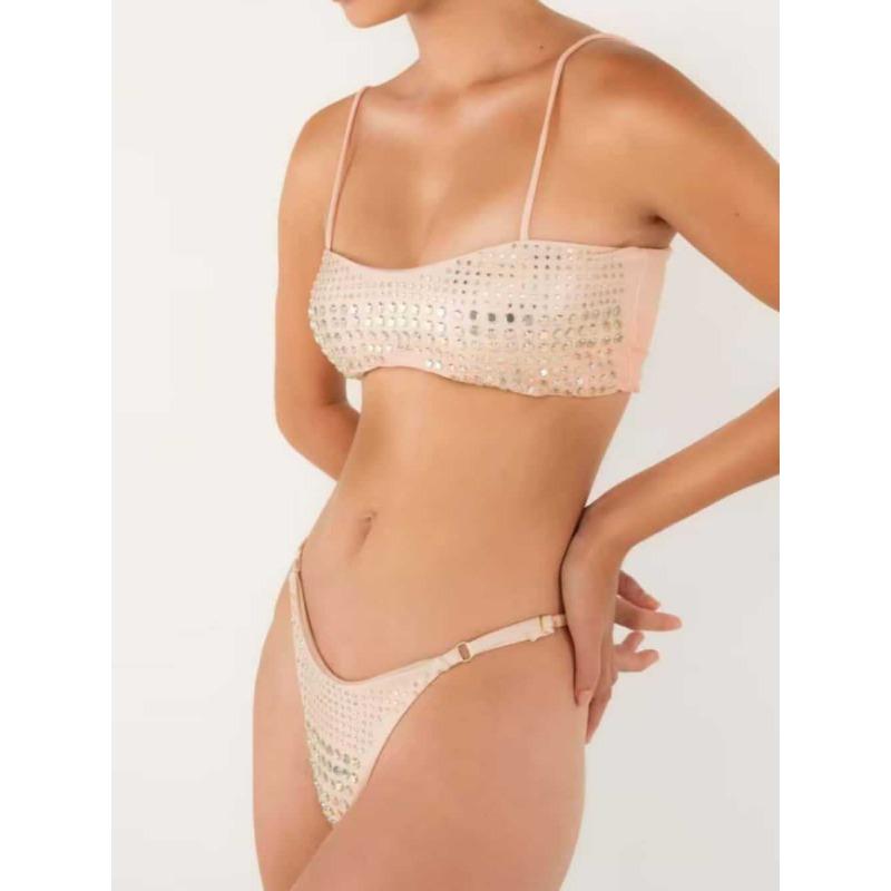 Модный женский блестящий квадратный вырез Бикини Купальник Новый Низкая талия Леди Бикини Купальные костюмы Женская пляжная одежда Getways L