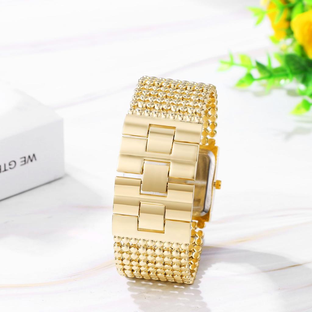 Women's Diamond Bangle Watch: Analog, Waterproof, Square, Antique Bracelet, Gold, Casual, Business, Fashion Watch - Perfect Gift for Birthdays,