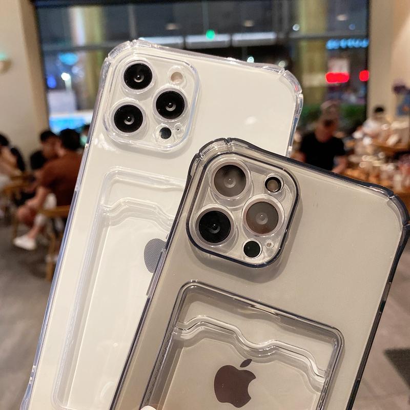 Etui na telefon z uchwytem na karty Dla iPhone 16E Funda iPhone 11 13 16 Pro Max 14 15 12 XR X Xs 7 8 Plus SE Wstrząsoodporny Slot na karty Miękka okładka