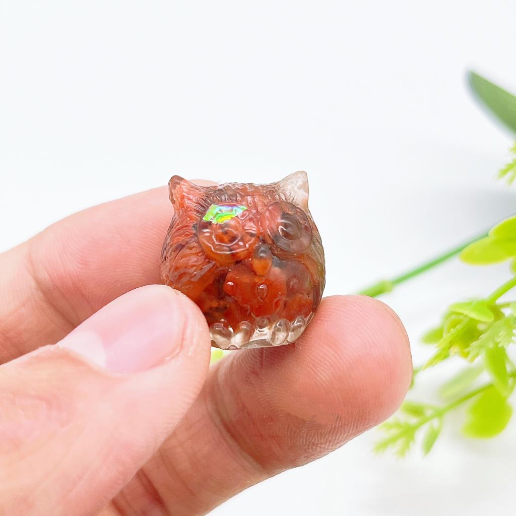 18MM Mini Owl Decoration Epoxy Resin Natural Crushed Crystal Stone Exquisite Desk Ornaments Home Garden Decoration Children Gift