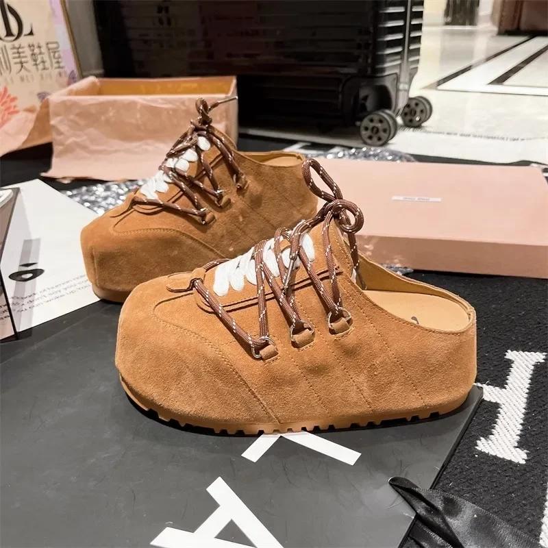 

Модные платформенные балетки, тапочки, женские мюли, повседневные кроссовки, женские сандалии, тренд лета 2025, на шнуровке, для бега, дизайнерские zapatos mujer 35 верблюд