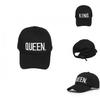 Premium Black Queen/king Baseball Cap With Hip Hop Letter Print For Couples