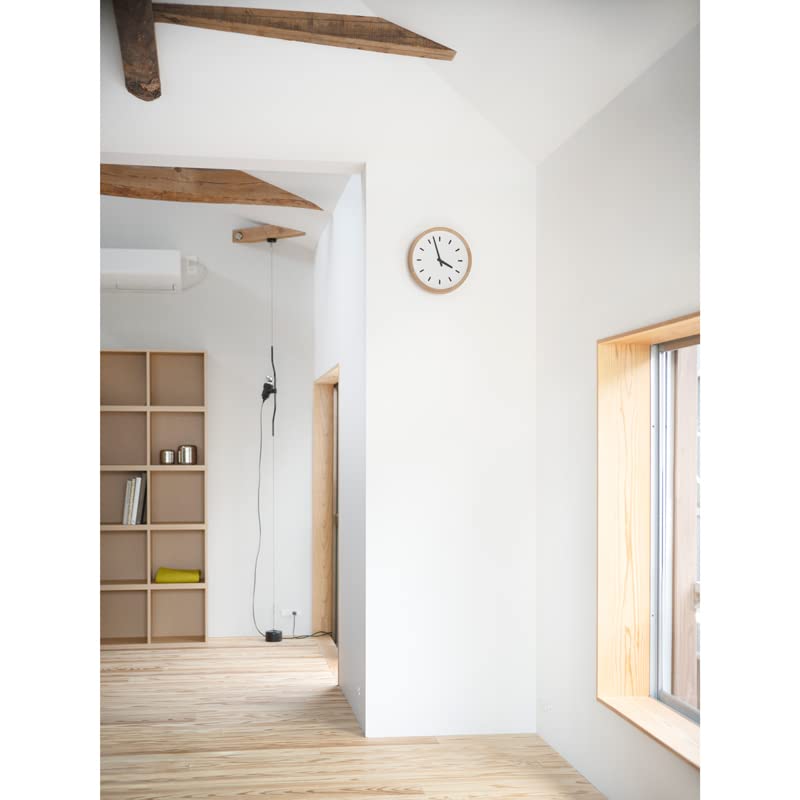 Lemnos Basin Line Analog Wall Clock, Natural Chestnut Wood, PIL23-05 NT