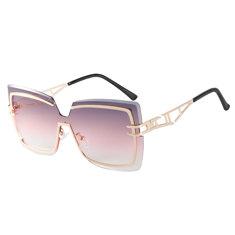 JYL Square Big Frame Sunglasses Women Gold Temple Light Luxury Vintage / M5249