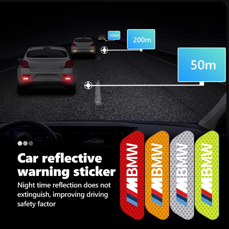 4pcs Car Door Reflective Strip Night Safety Warning Tape Stickers For BMW M Performance Alpina M3 M5 M6 X1 X3 X4 X5 G20 AGLNX1