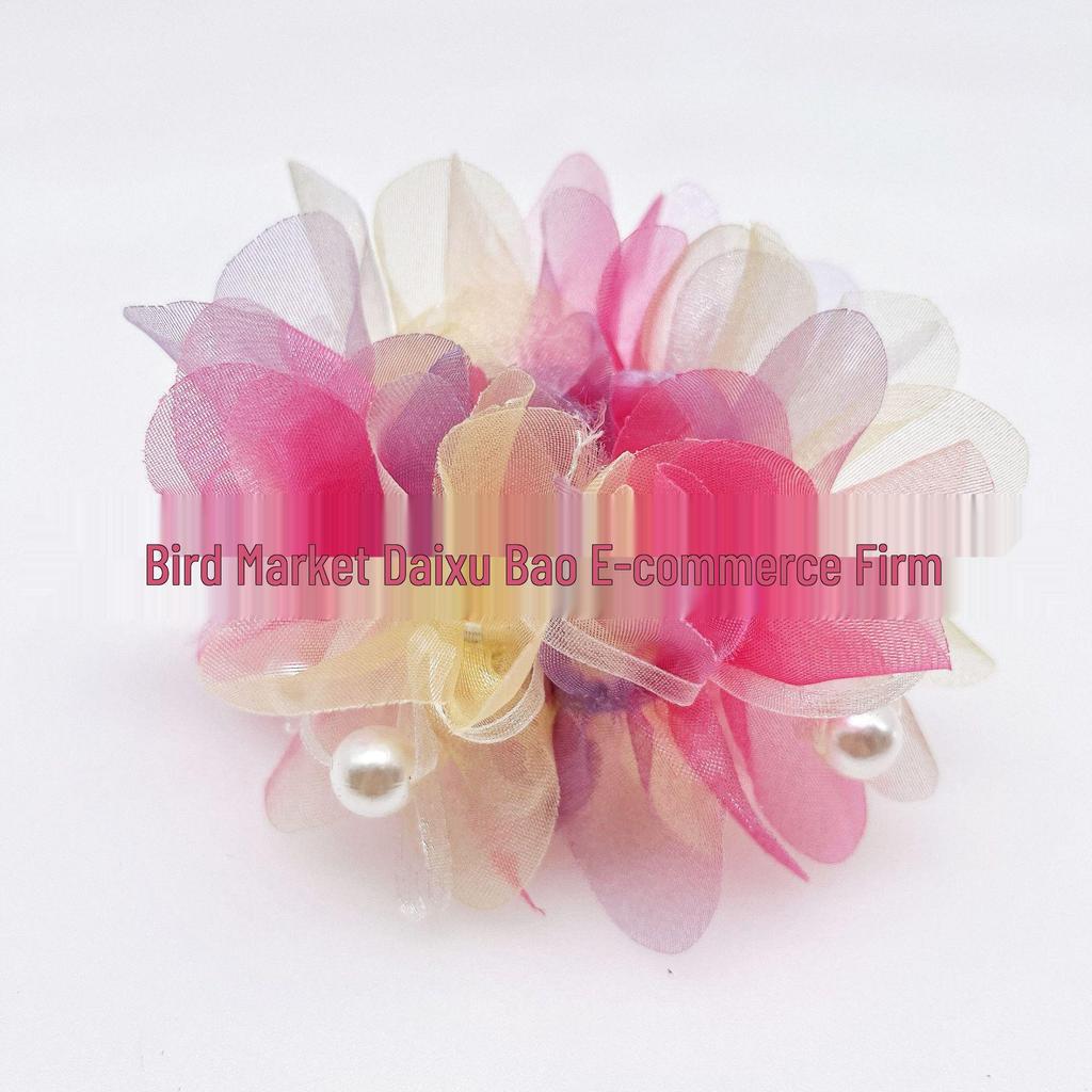 Kinder-Haargummi mit Perlenblume - Schonend zum Haar, Perfekt für Bühnenauftritte und niedliche Hochsteckfrisuren.