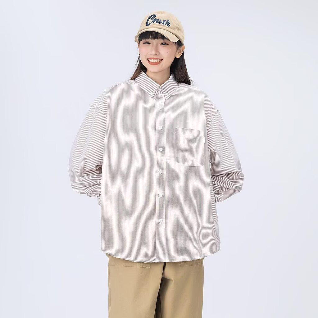 Women's Korean Style Striped Long-Sleeve Shirt Jacket - New Spring Casual Outerwear