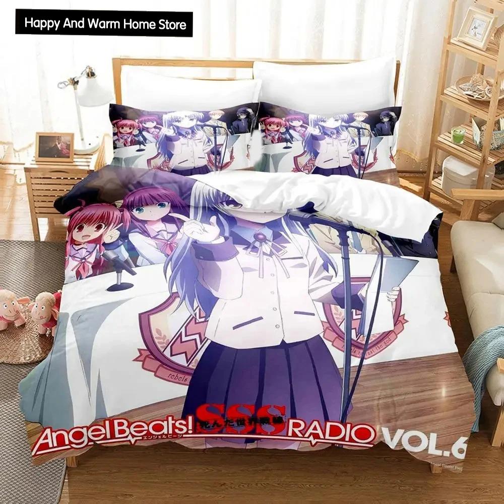 3D Print Anime Angel Beats Bedding Set Duvet Cover Bed Set Quilt Cover Pillowcase Comforter king Queen Size Boys Adult Bedding