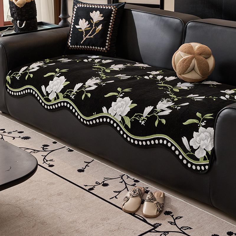 Retro Special-Shaped Sofa Cushion Universal In All Seasons, New Leather Sofa Seat Cushion, Non-Slip Light Luxury High-End Sofa Cover Towel