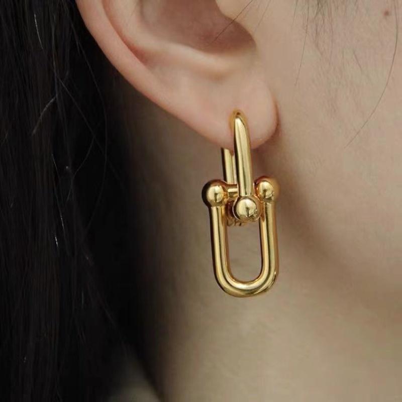 

Ear Studs Titanium Steel 18k U Shaped Lock Earrings