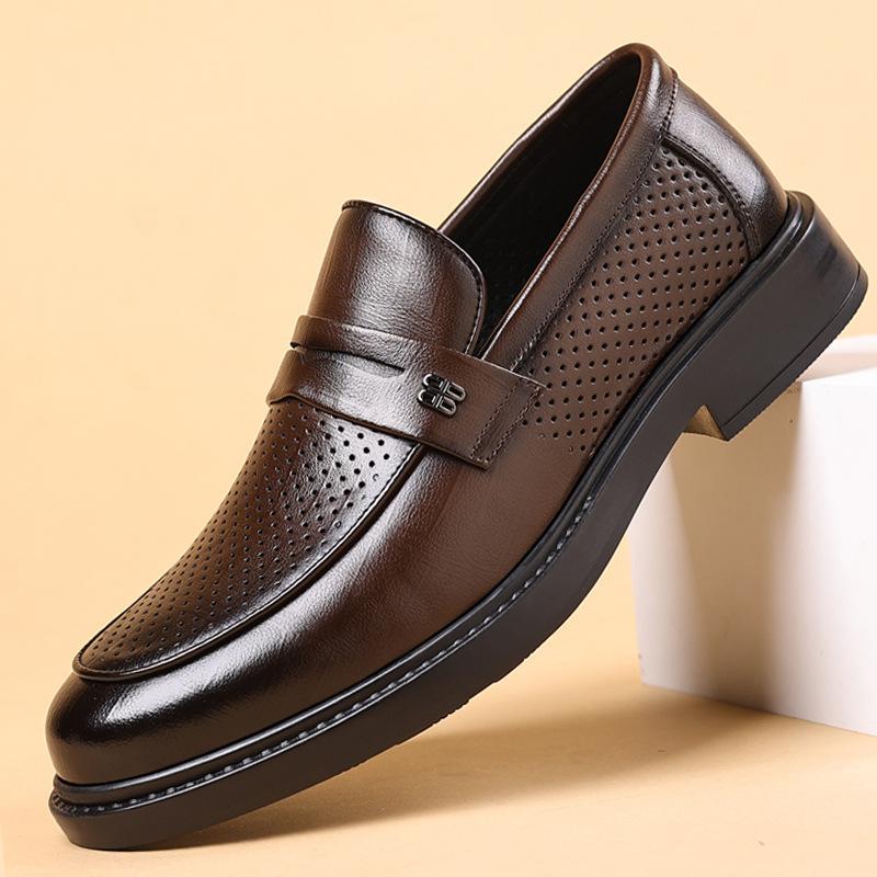 Fashion Casual Breathable Leather Shoes Summer New Style Business Formal Sandals Fashionable Versatile Men's Footwear Hollow Out