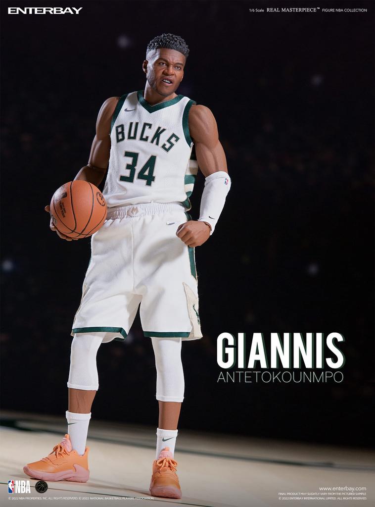 Real Masterpiece NBA Collection Giannis Antetokounmpo Collectible Figure White Large 653407 1/6