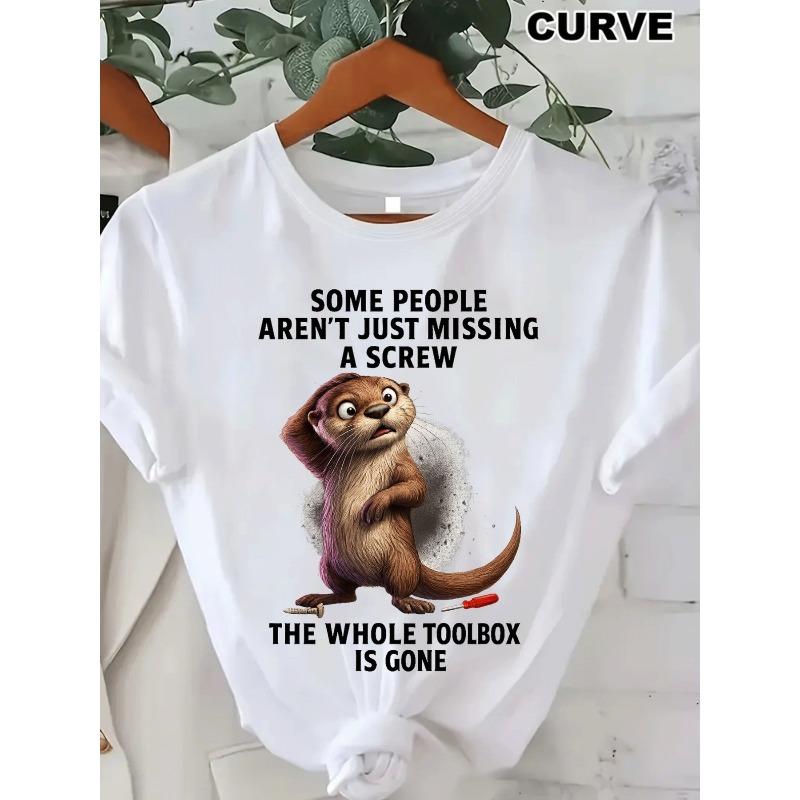 

European Size Plus Size, Women s Curve Clothing Curve Tshirts with print, casual shortsleeved round neck top, mediumstretch fabric 4XL