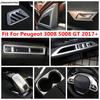 Gear Shift Head / Water Cup Panel / Handle Bowl / Dashboard Air AC Cover Trim For Peugeot 3008 5008 GT 2017 -  Accessories