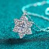 S925 Sterling Silver Moissanite Snowflake Pendant Necklace for Women - Cute Clavicle Chain